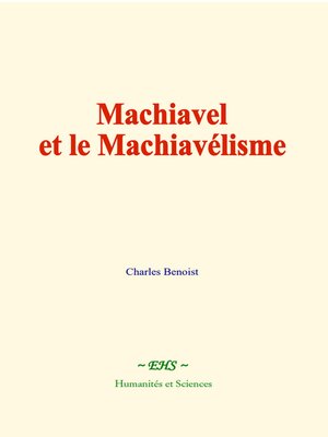 cover image of Machiavel et le Machiavélisme